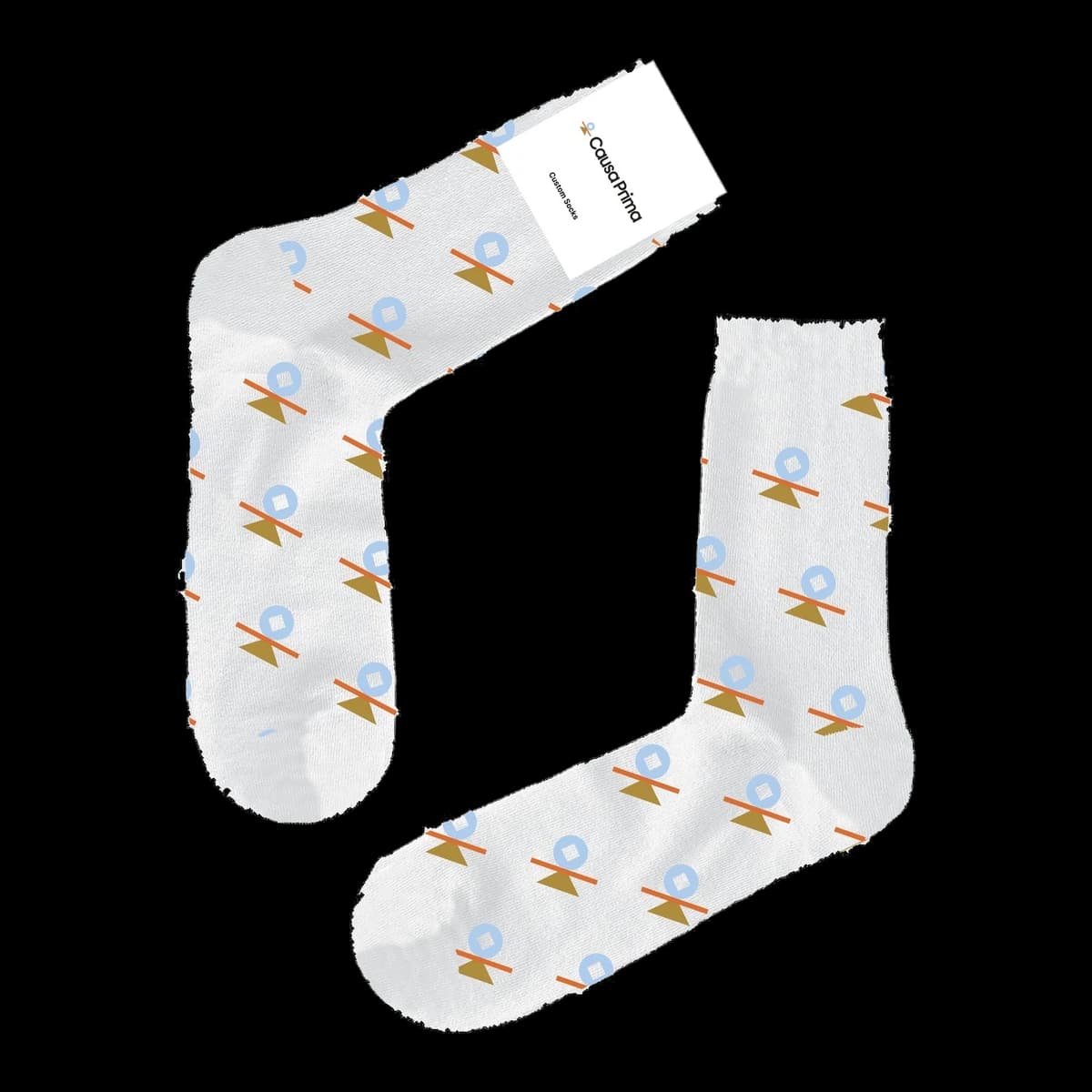 Patterned socks with the Causa Prima logo